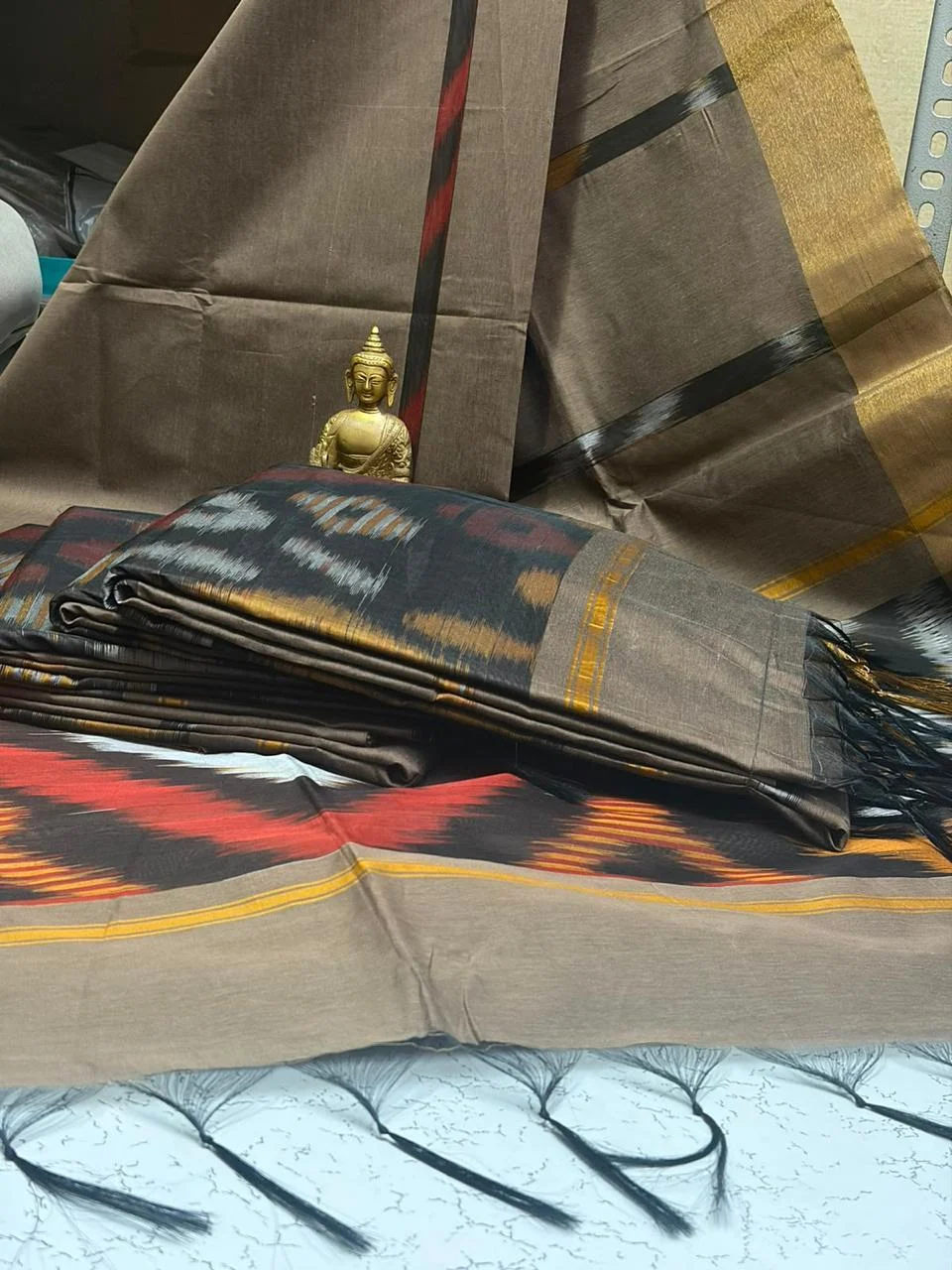 Sky Blue Pochampally Cotton Saree